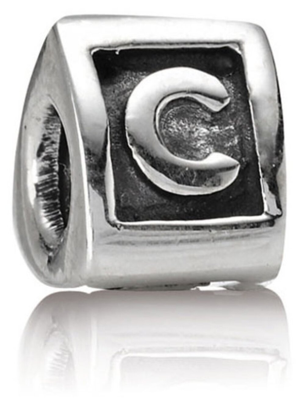 PANDORA Alphabet - Letter C - Authentic Sterling Silver Three-Sided Charm